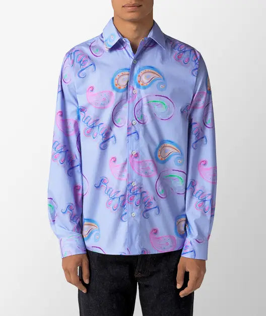 Rassvet Men Paisley Manager Woven Shirt - Light Blue