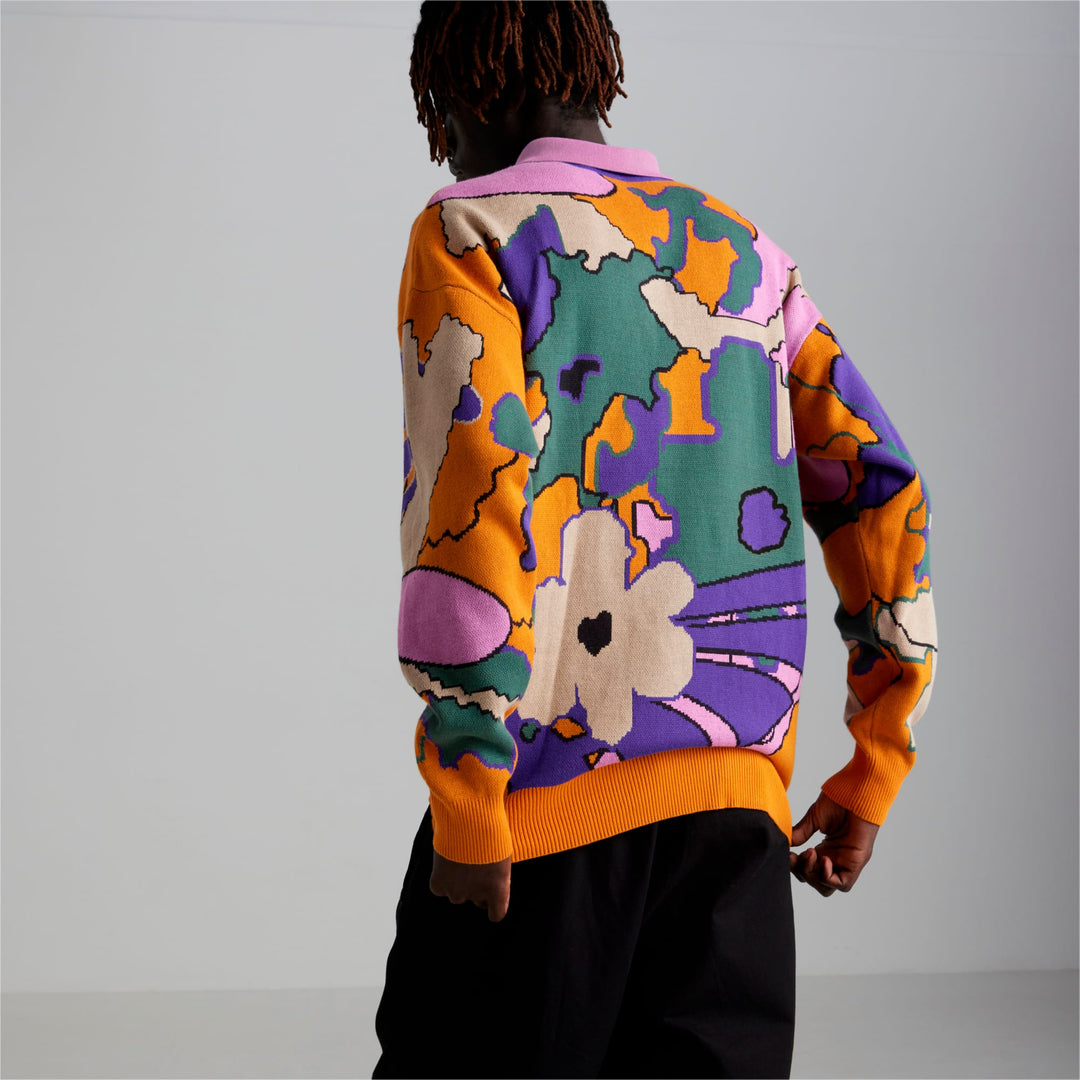 PUMA x PERKS AND MINI Long Sleeve Knitted Men's Polo Shirt - Multicolor