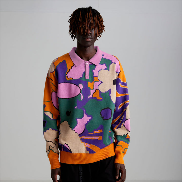 PUMA x PERKS AND MINI Long Sleeve Knitted Men's Polo Shirt - Multicolor