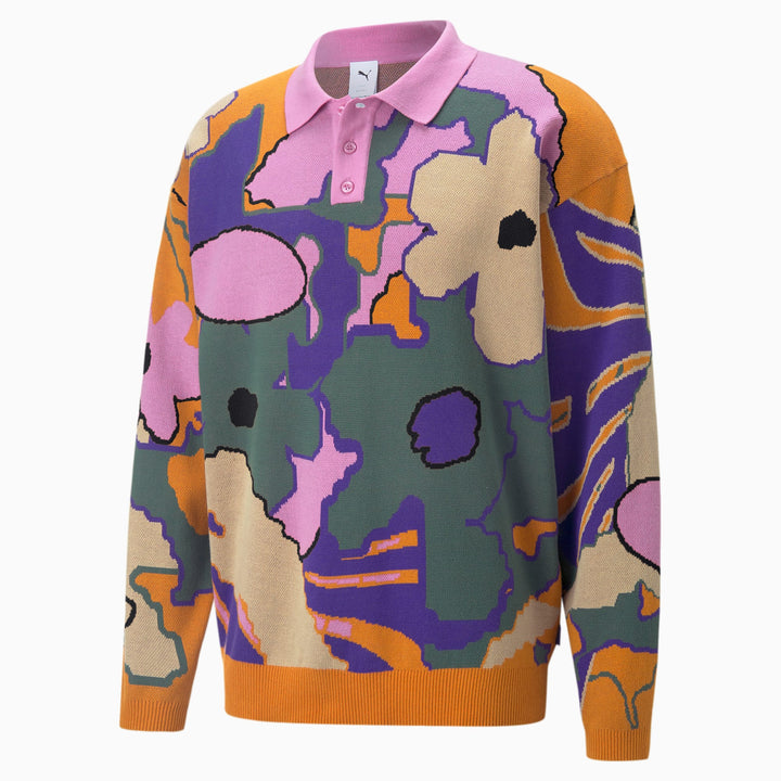 PUMA x PERKS AND MINI Long Sleeve Knitted Men's Polo Shirt - Multicolor