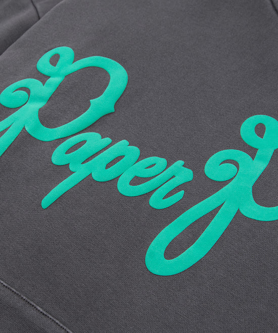 Paper Planes Script Logo Puff Print Hoodie - Washed Black