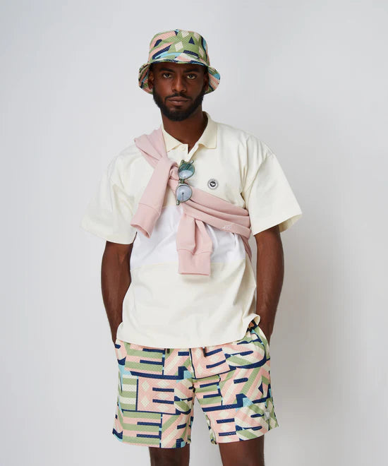 Paper Planes Diamonds And Stripes Mesh Short - Pink