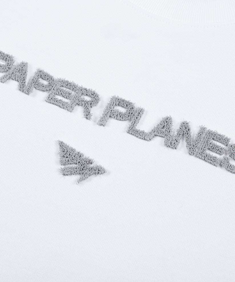 Paper Planes Heavyweight Textured Oversized Logo Tee - White