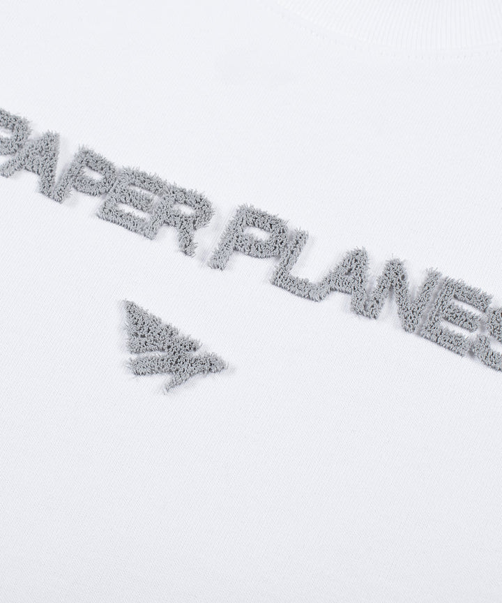 Paper Planes Heavyweight Textured Oversized Logo Tee - White