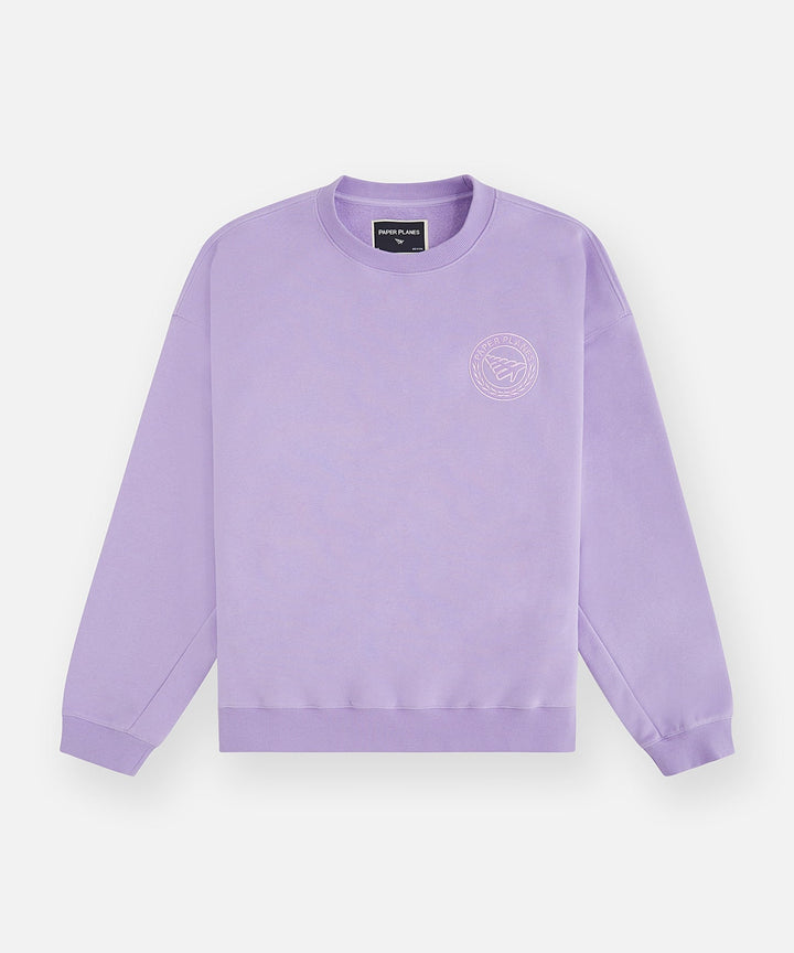 Paper Planes Relaxed First Class Crewneck Sweatshirt - Lilac