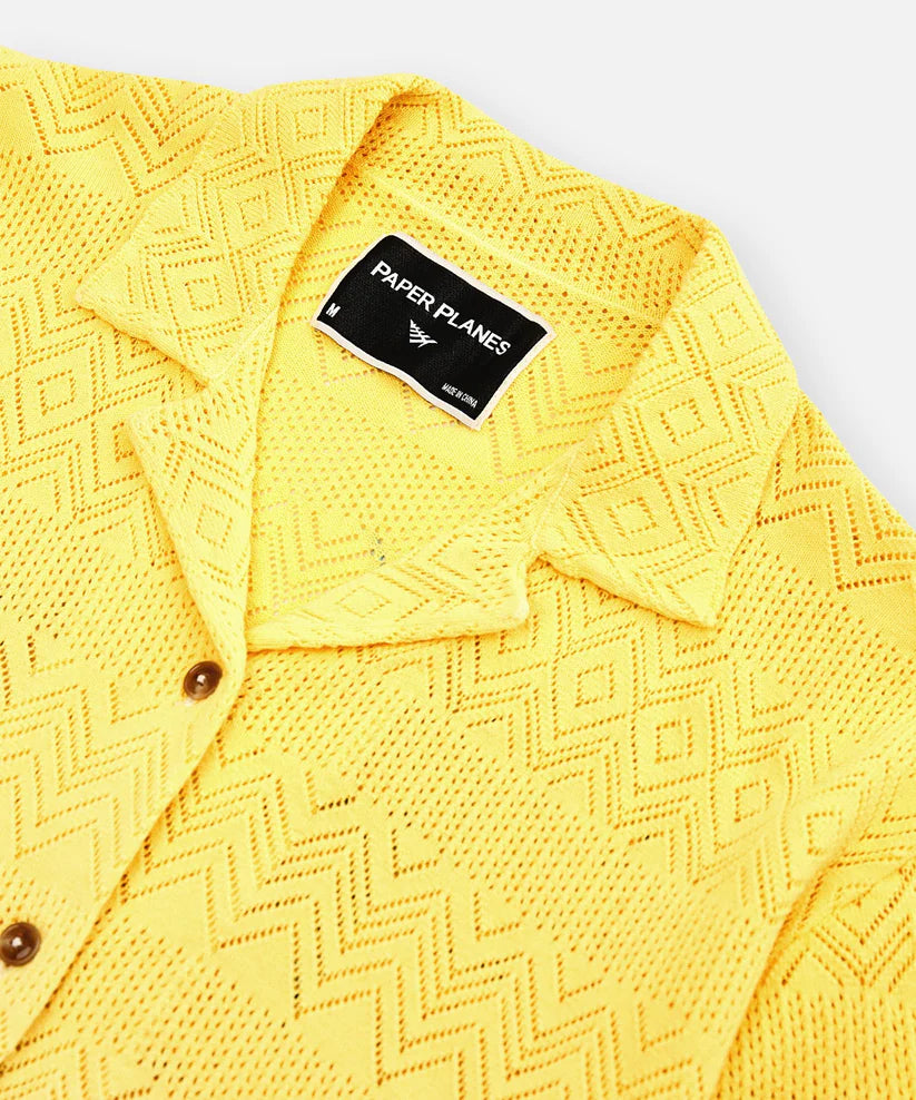 Paper Planes The Flyest Crochet Button Down - Yellow