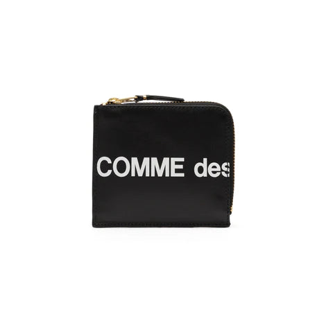 Comme Des Garcons Wallet Huge Logo Zip Wallet - Black