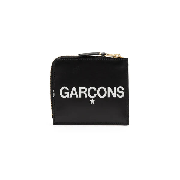 Comme Des Garcons Wallet Huge Logo Zip Wallet - Black