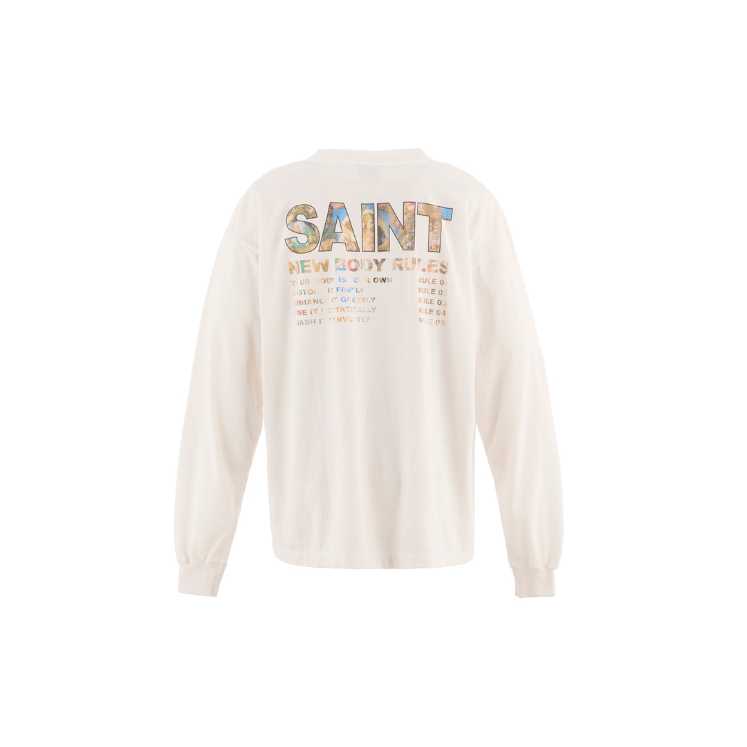 Saint Micheal New Body Rules LS Tee - White