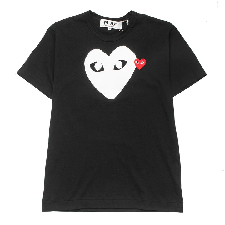 COMME DES GARCONS PLAY WHITE RED HEART T-SHIRT - Black