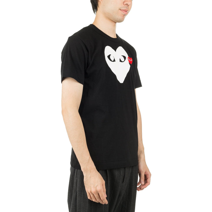 COMME DES GARCONS PLAY WHITE RED HEART T-SHIRT - Black
