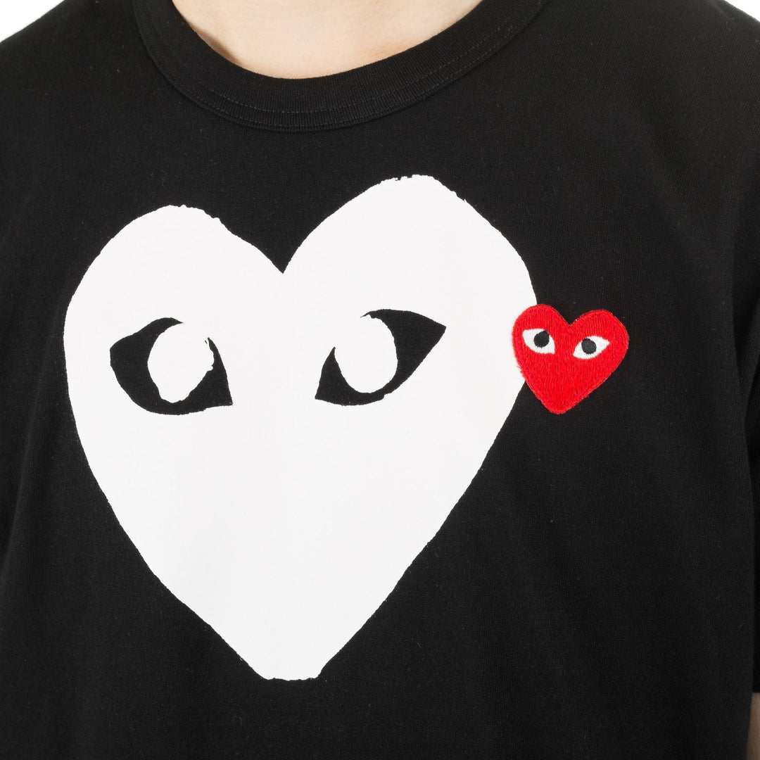 COMME DES GARCONS PLAY WHITE RED HEART T-SHIRT - Black