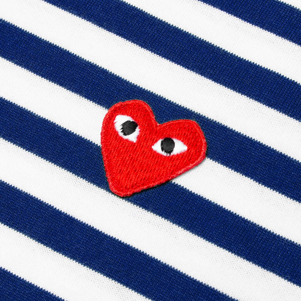 COMME DES GARCONS PLAY For Children Striped Heart Logo Long-Sleeve T-Shirt - Blue/White - AZ-T663-100-4