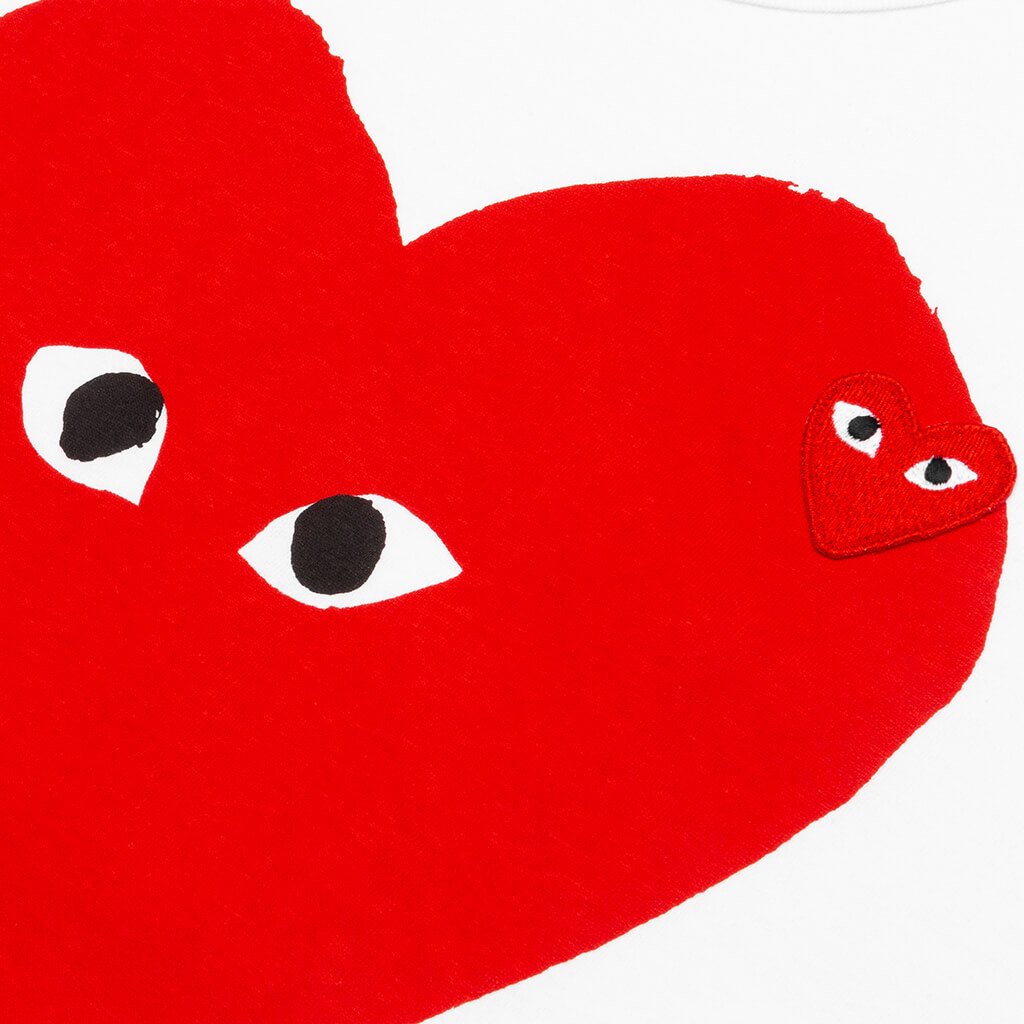 COMME DES GARCONS PLAY Red Emblem Small Eyes T-Shirt - White - AZ-T220-051-1