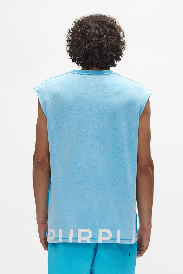 Purple Textured Sleeveless Tee - Blue
