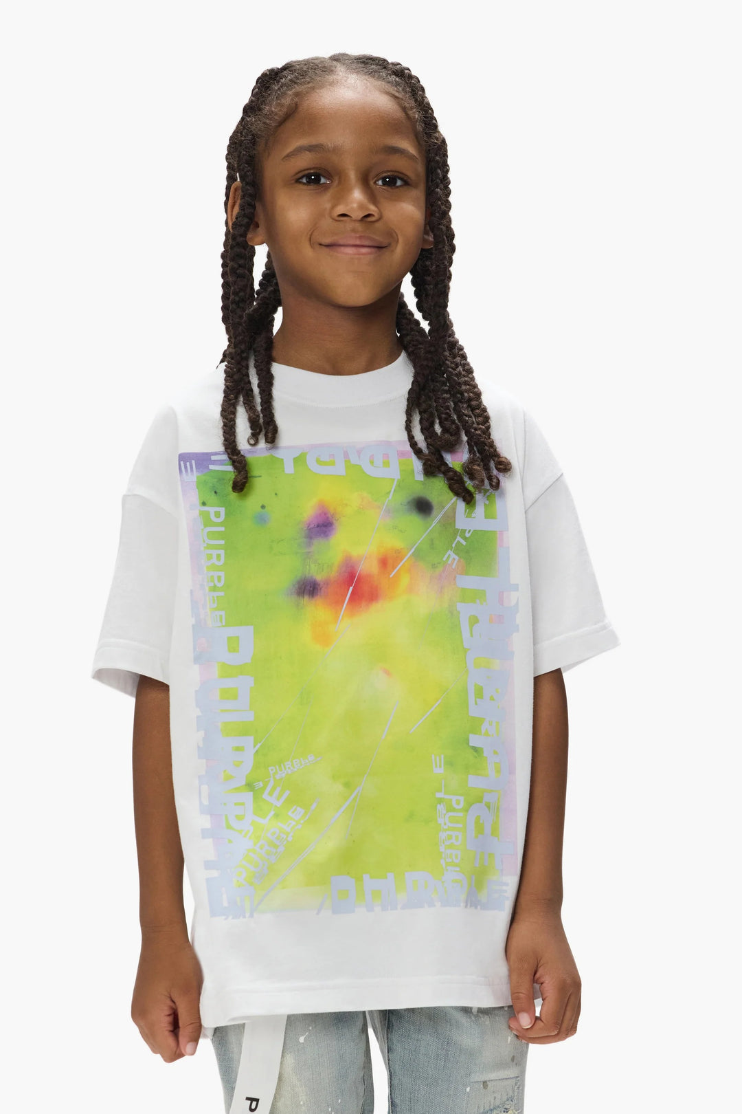 Purple Cotton Jersey Tee Shirt SS - White
