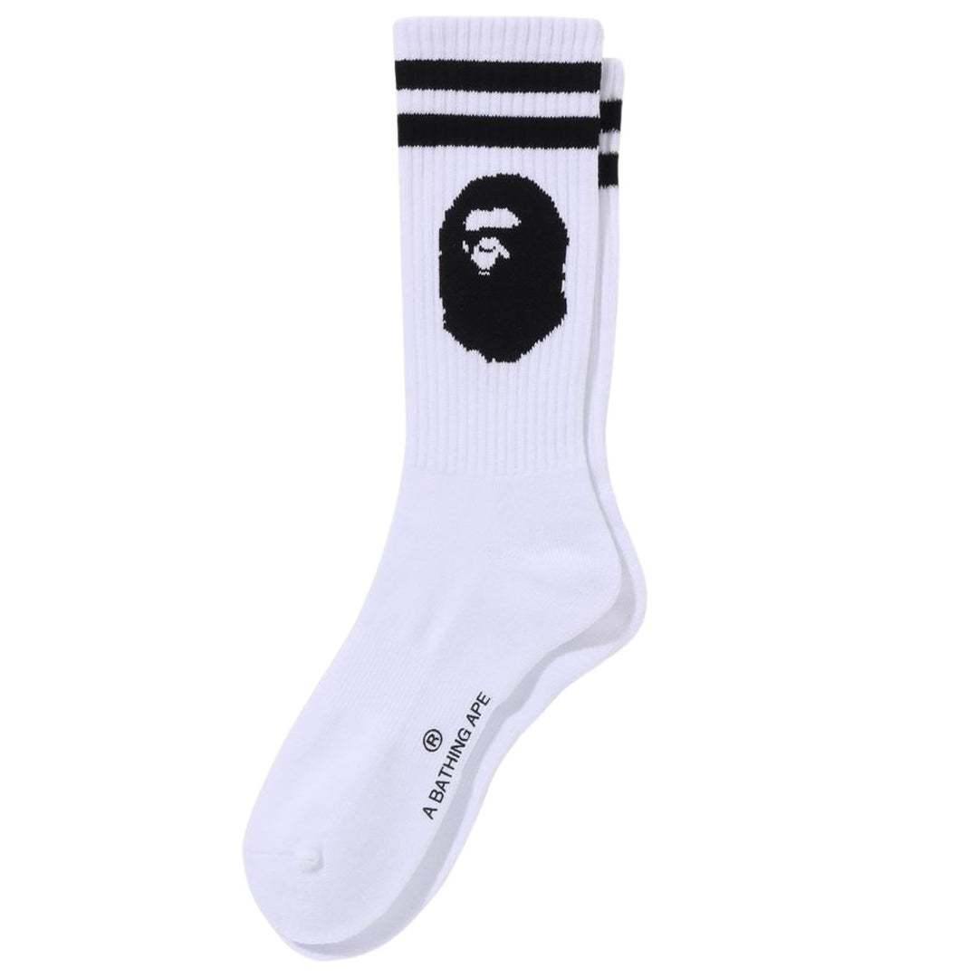 BAPE APE HEAD LINE SOCKS M WHITE