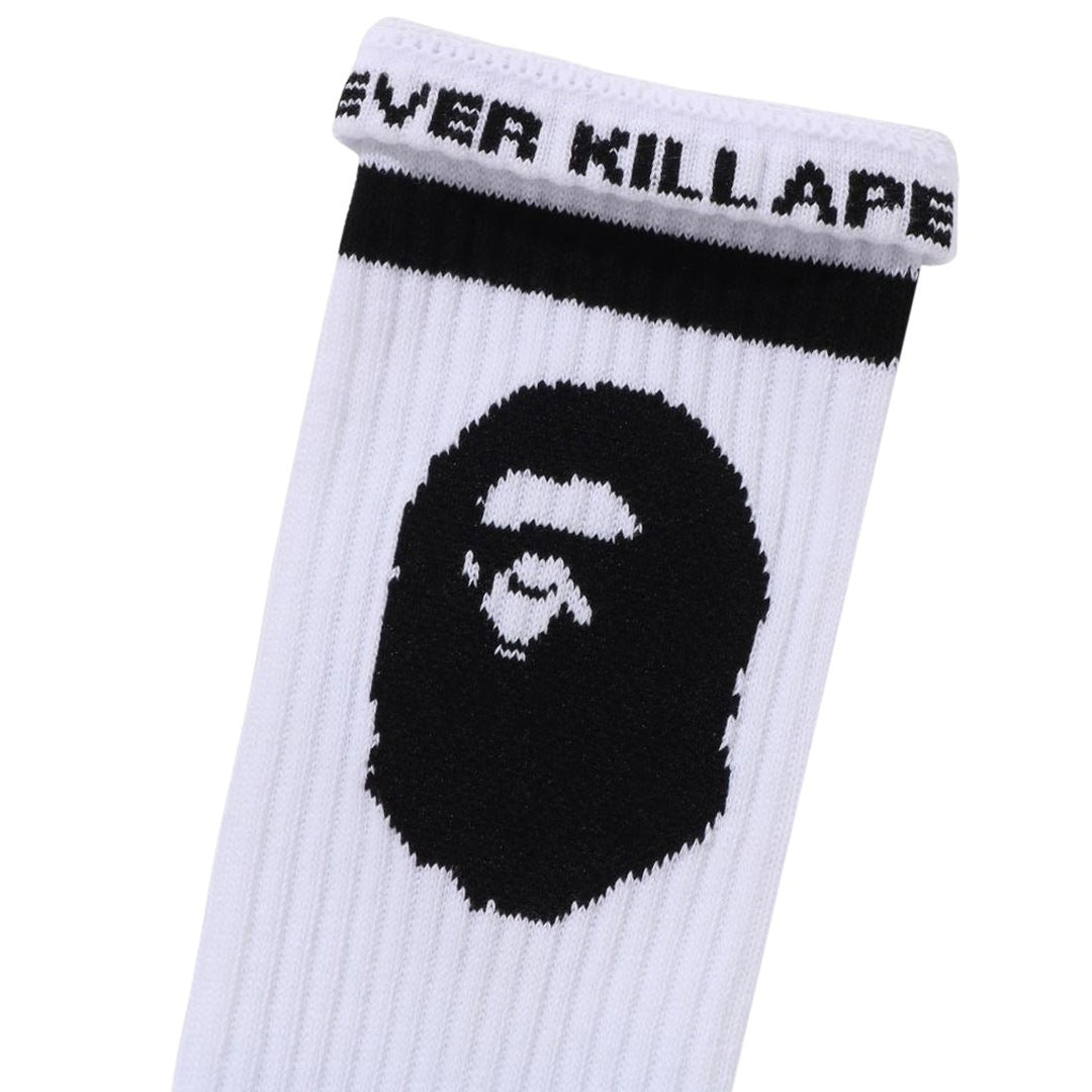 BAPE APE HEAD LINE SOCKS M WHITE