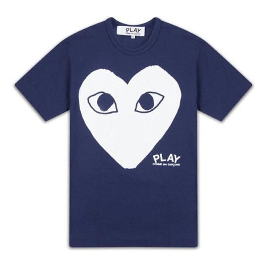 COMME DES GARCONS PLAY WHITE HEART T-SHIRT - Navy Blue - AZ-T180-051-1