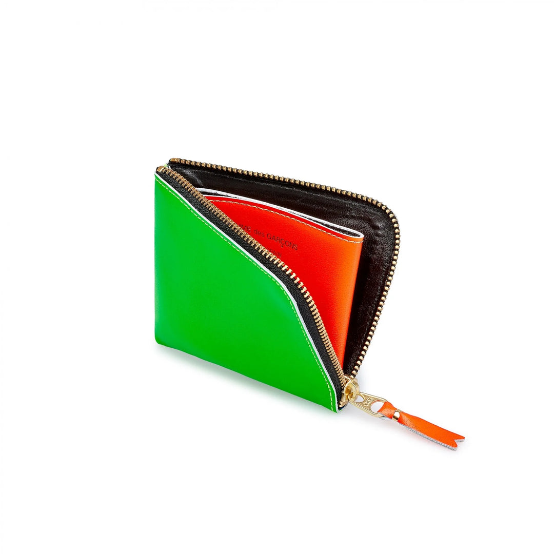 Comme Des Garcons Wallet Super Fluo Zip Around Wallet - Green/Blue - SA3100SF