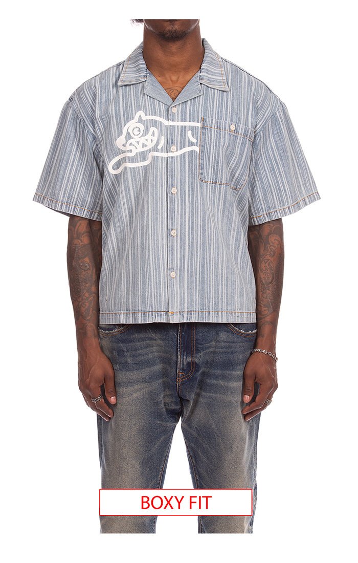 ICECREAM float ss woven - blue stripe