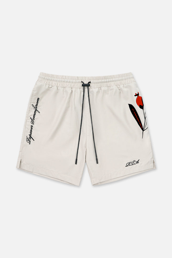 RTA Clyde Elasticated Short - Beige Poppy