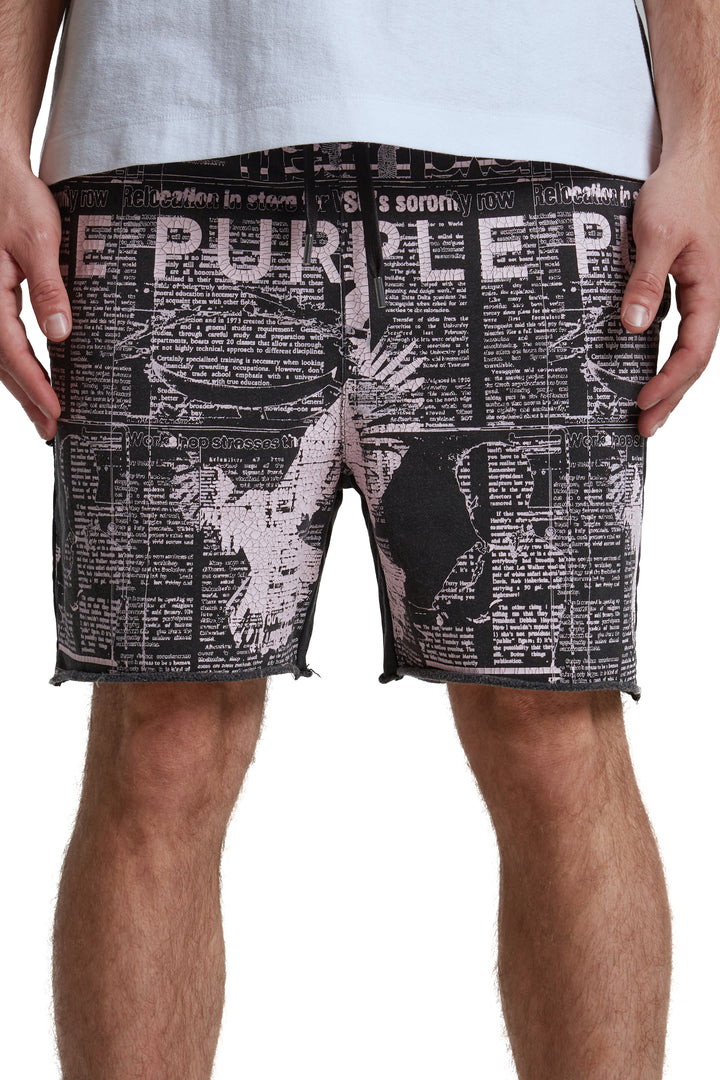 Purple Brand P446 Black MFBG325 MWT Fleece Short - Black