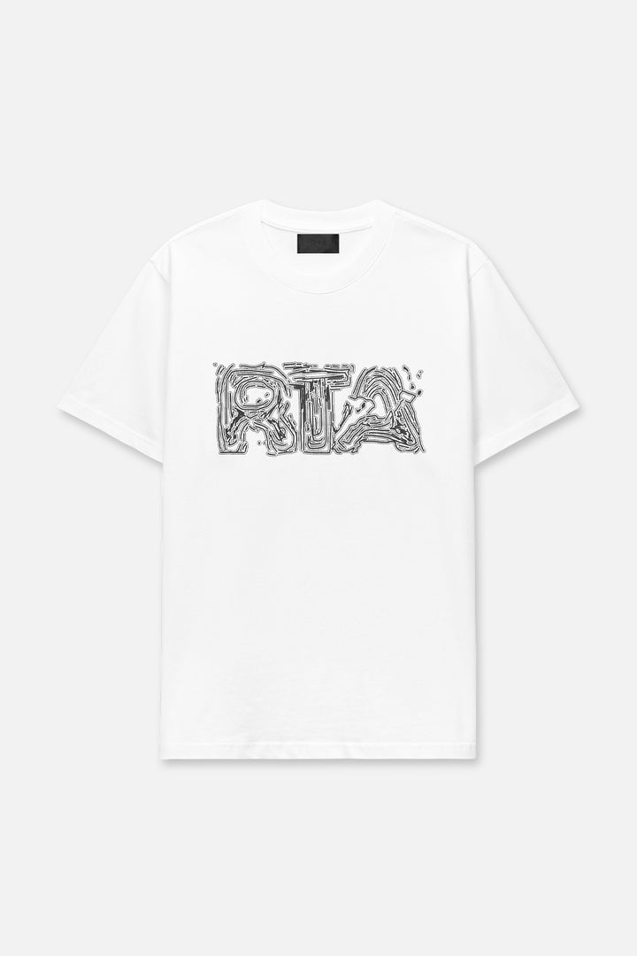 RTA Liam Short Sleeve Tee - White Topographic Logo