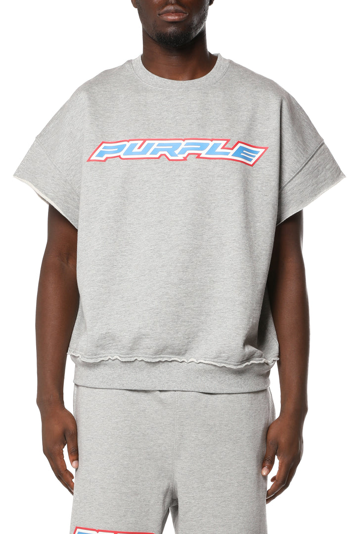 Purple Brand Slub Cut Off Muscle Fleece - Grey