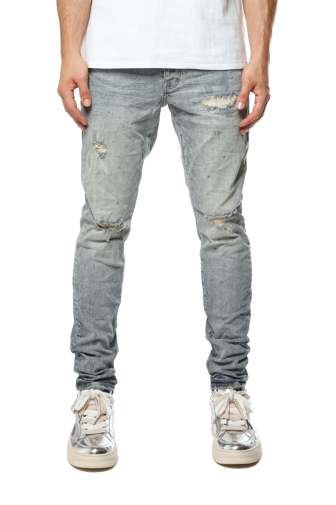 Purple Brand P001-CRLR525 Worn Indigo Reflective Paint
