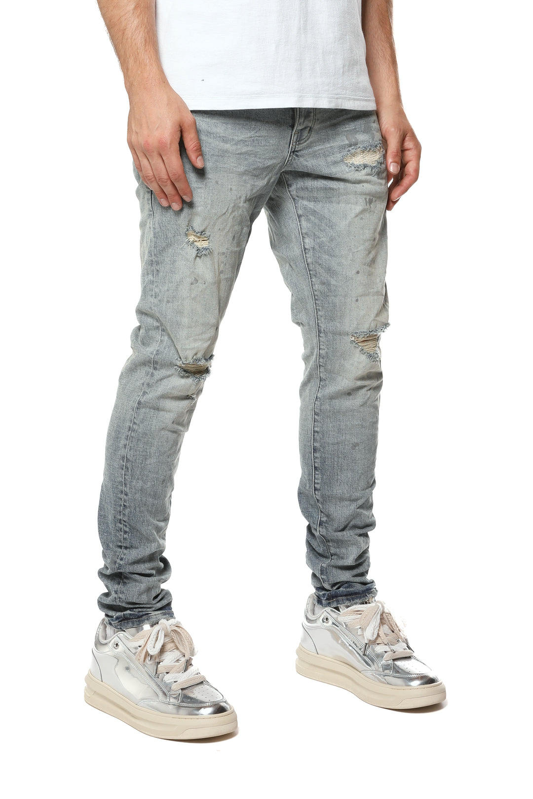 Purple Brand P001-CRLR525 Worn Indigo Reflective Paint