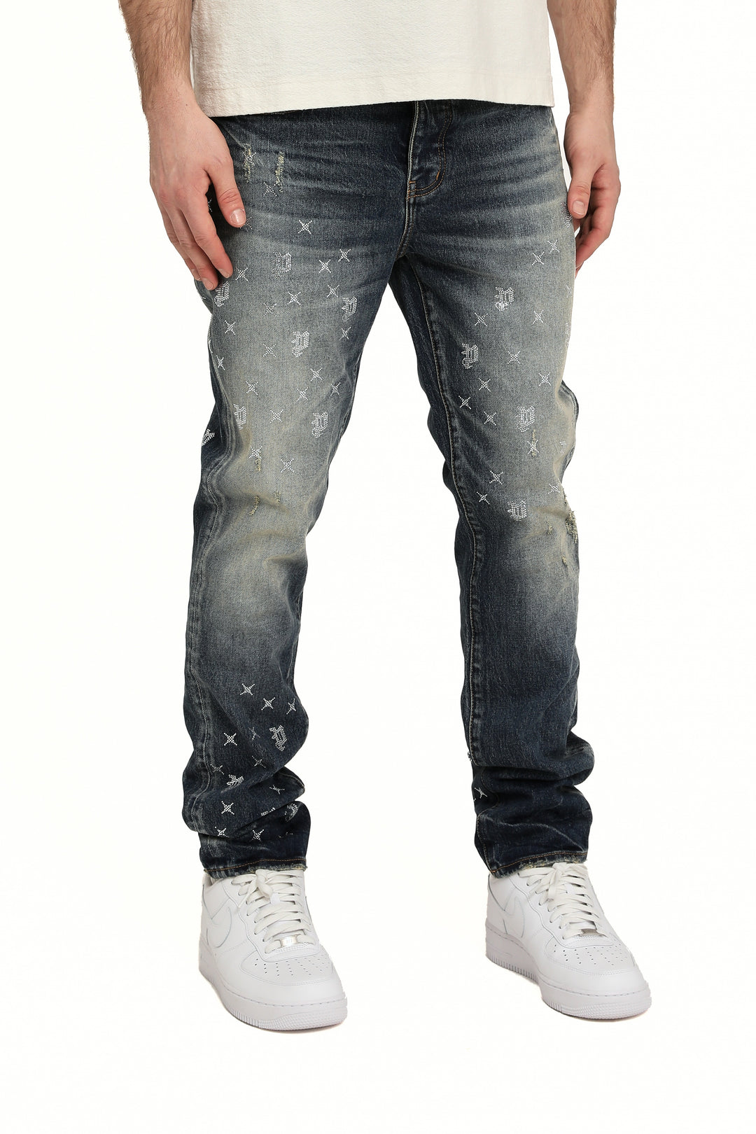 Purple Brand P005 Mid Indigo MNBM425 Mono Bling Vintage - Mid Indigo