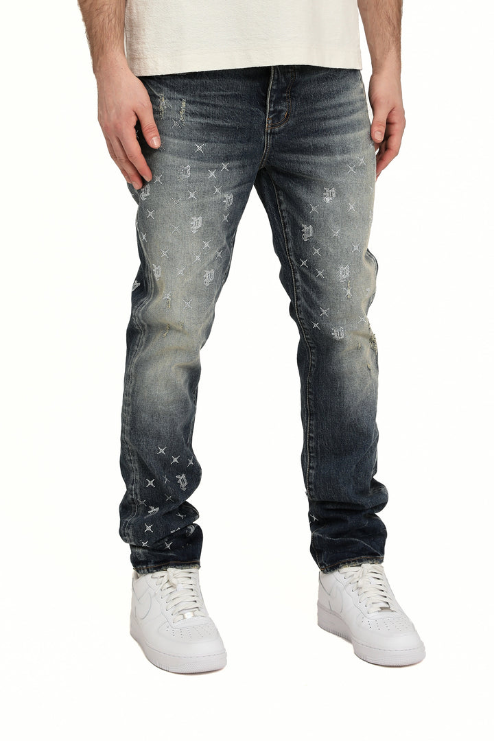 Purple Brand P005 Mid Indigo MNBM425 Mono Bling Vintage - Mid Indigo
