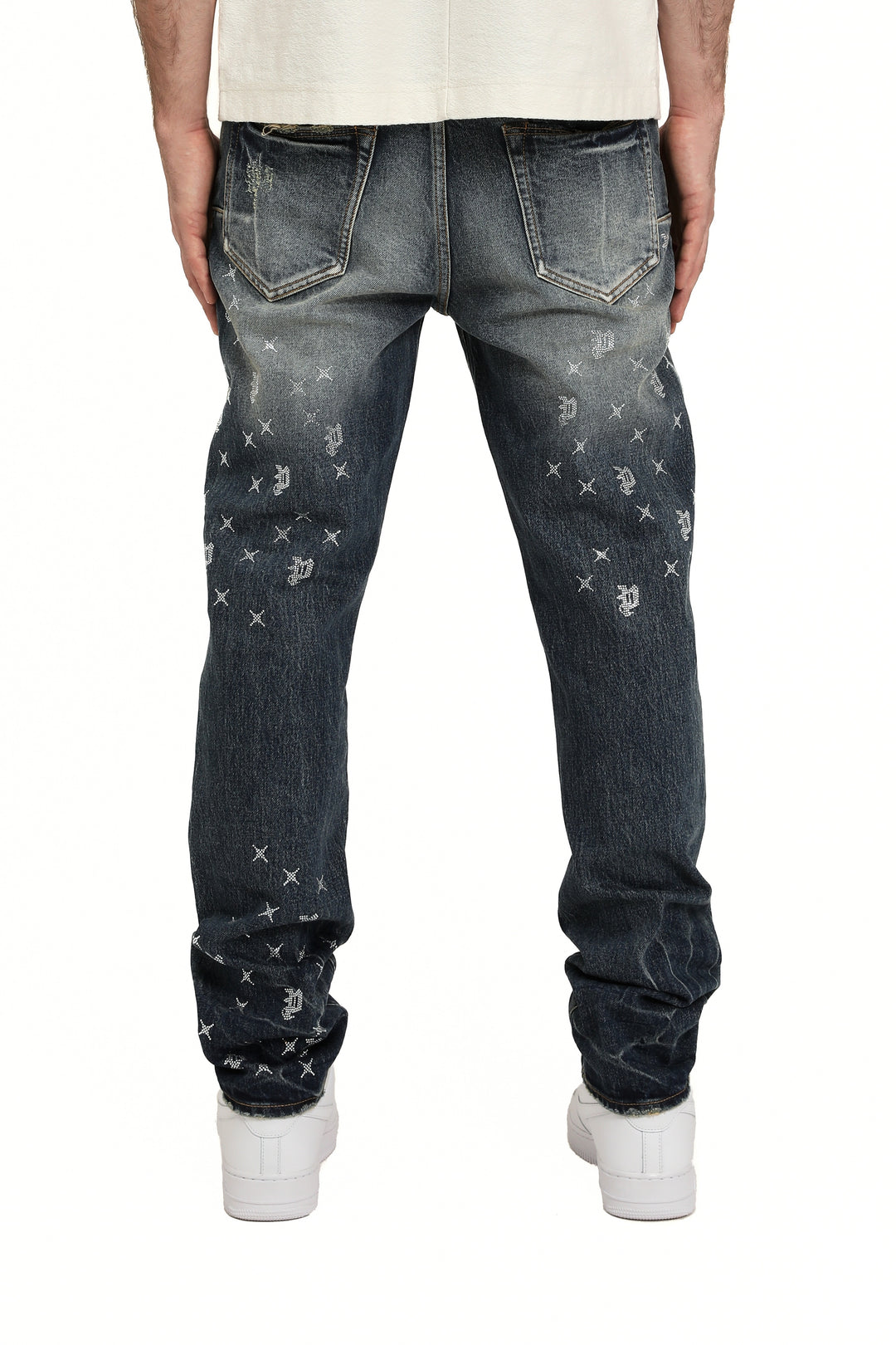 Purple Brand P005 Mid Indigo MNBM425 Mono Bling Vintage - Mid Indigo