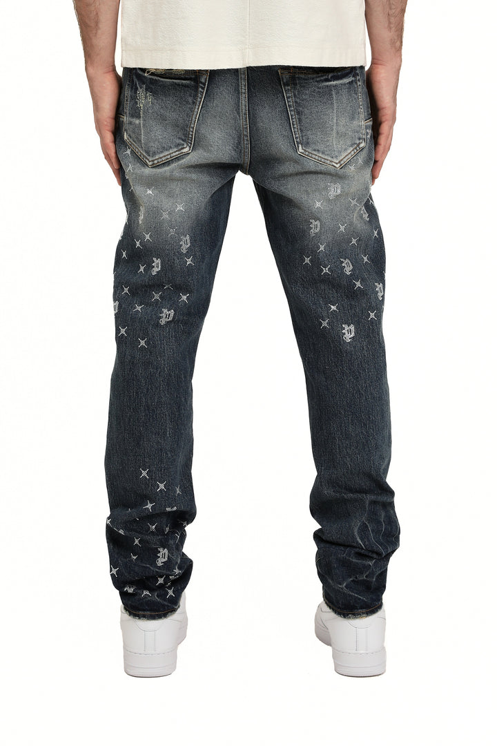 Purple Brand P005 Mid Indigo MNBM425 Mono Bling Vintage - Mid Indigo