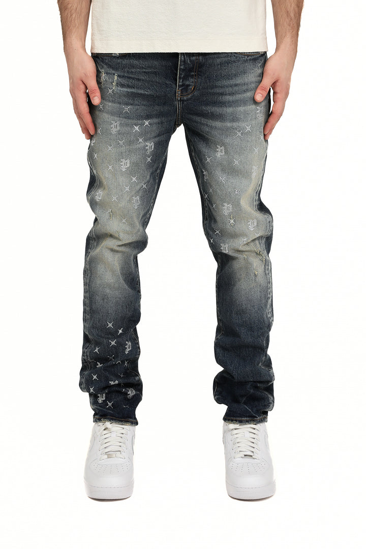 Purple Brand P005 Mid Indigo MNBM425 Mono Bling Vintage - Mid Indigo