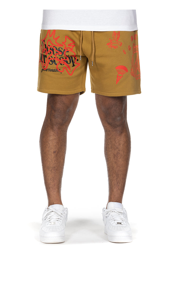ICECREAM scoop sweatshorts - dried tobacco