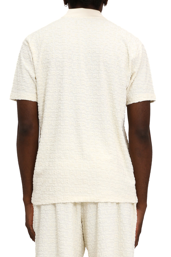 Purple Brand P138 Off-White JTWW325 Terry Towel SS Polo Tee - Off-White