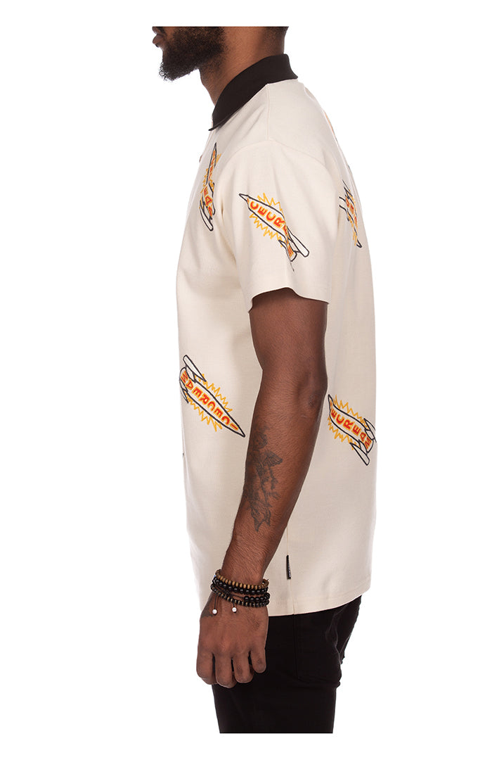 ICECREAM anchor ss polo - antique white