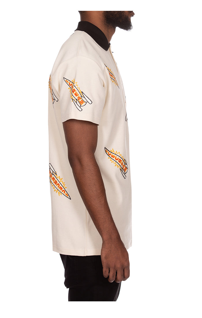 ICECREAM anchor ss polo - antique white