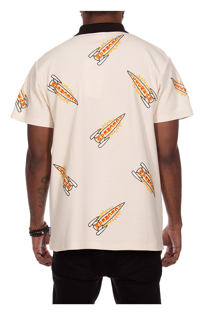 ICECREAM anchor ss polo - antique white