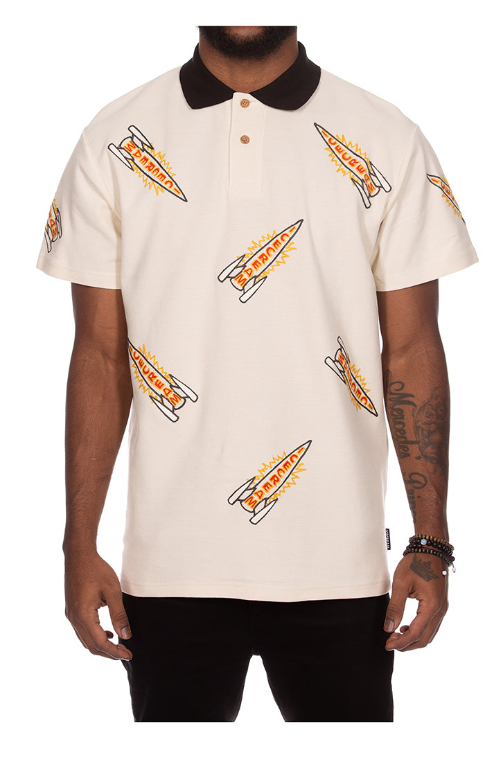 ICECREAM anchor ss polo - antique white