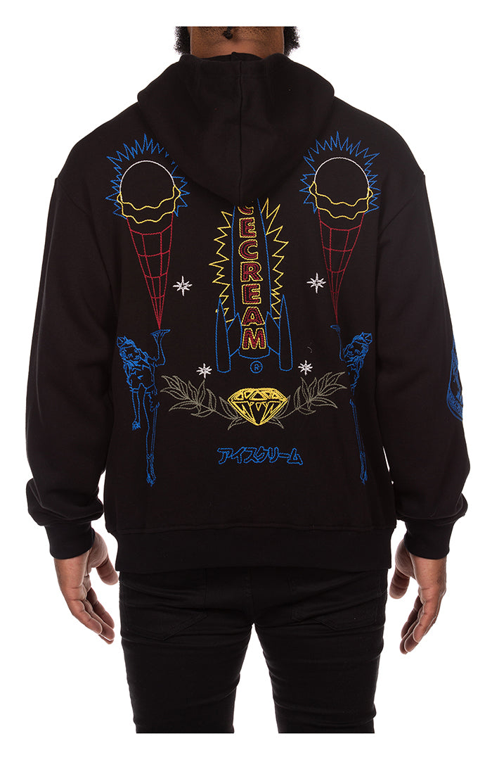ICECREAM dollar caps l/s hoodie - black