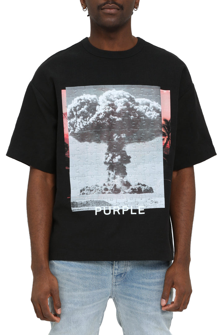 Purple Brand M1057 Black HJBD425 HWT Textured Jersey SS Top - Black