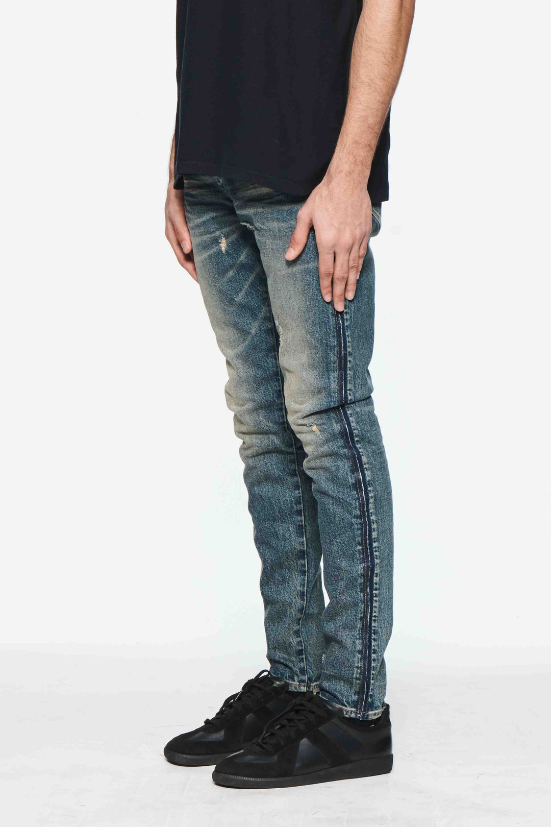 Purple Brand P001 Dark Indigo STKD424 Skinny Shadow Seam Coated - Dark Indigo