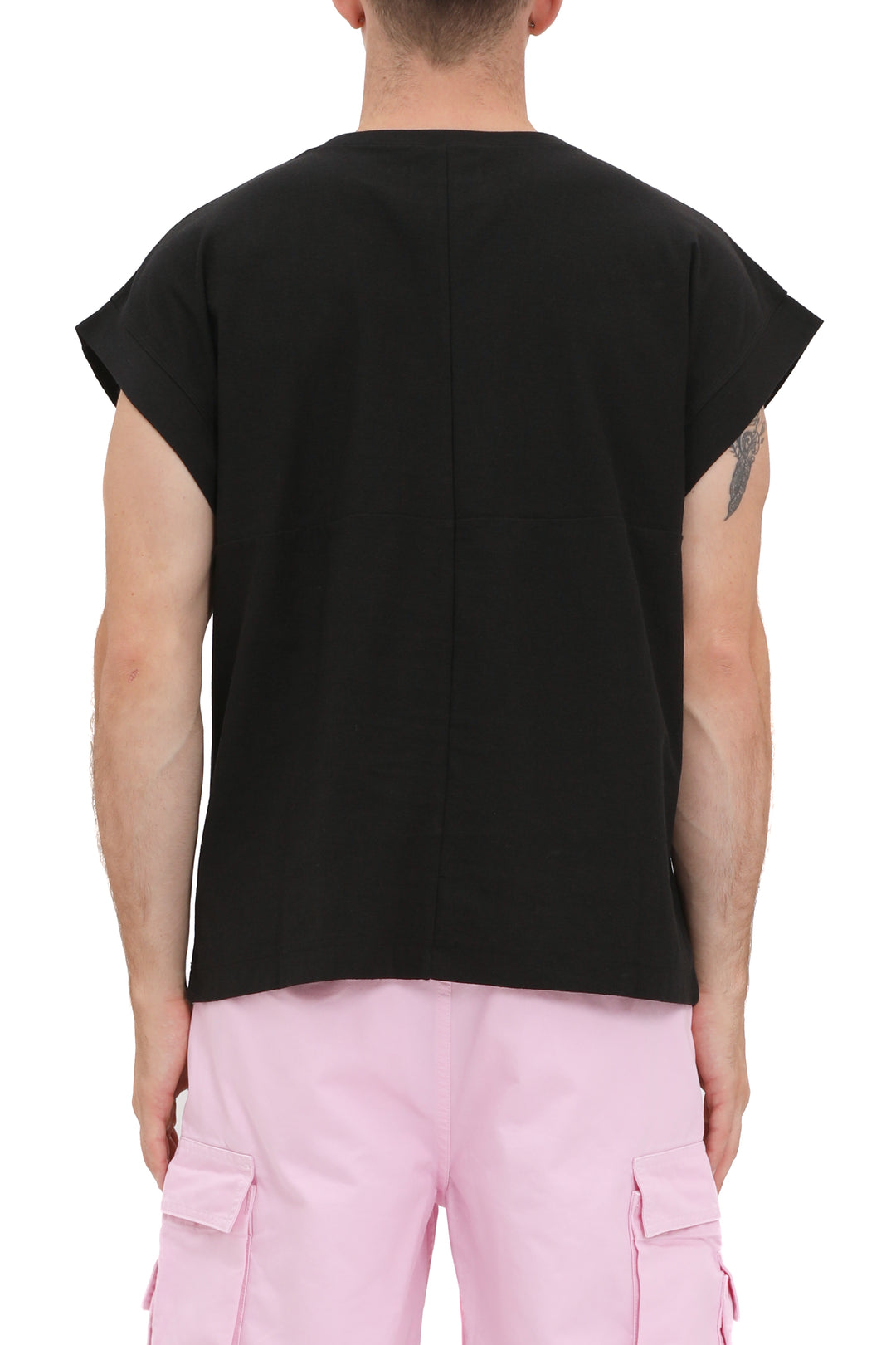 Purple Brand M1072 Black TBBI325 Textured Jersey Sleeveless Top - Black