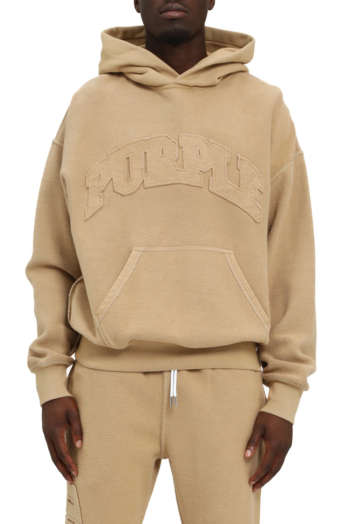 Purple Brand M4165 Tan RFTA126 HWT Fleece Hoodie Inside Out - Tan