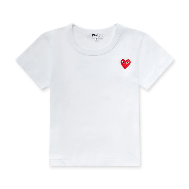 Comme Des Garcons Kids For Children Heart Logo T-Shirt - White - AZ-T501-100-2