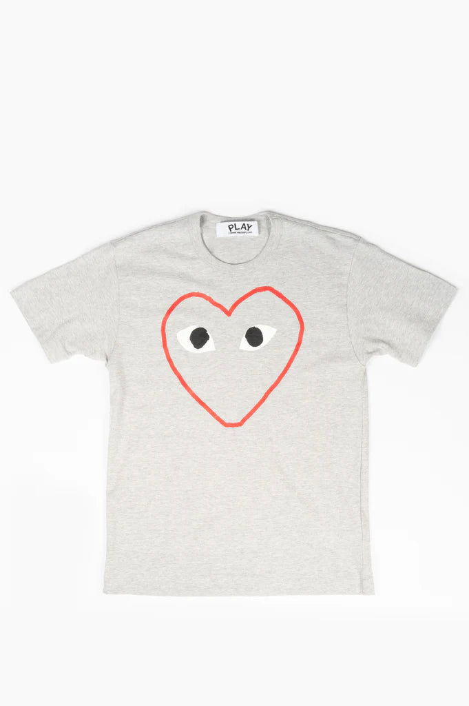 COMME DES GARCONS PLAY Outline Heart T-Shirt  - Grey - AZ-T266-051-1