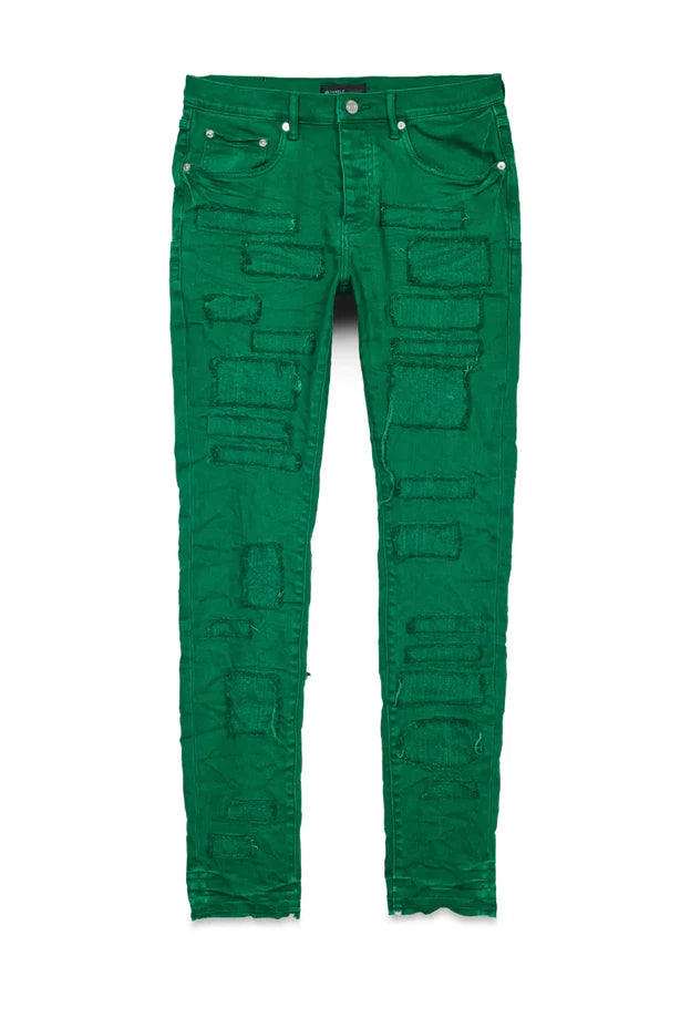 Purple Brand P001 Low Rise Skinny Jeans - Green Jacket Patch Repair